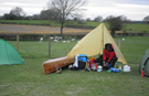 One man and his tent at Greaves Farm, Cabus, Garstang.